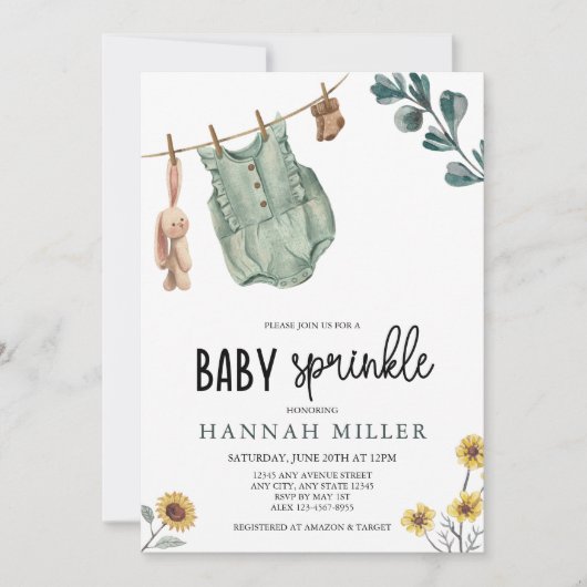 Invitation Genre neutre Boho | Baby Sprinkle (Devant)