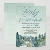 Invitation Genre neutre neige montagnes baby shower rustique (Devant / Derrière)
