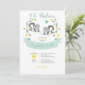 Invitation Genre neutre Twin Cute écureuils babyshower (Debout devant)