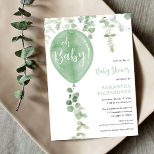 Invitation Genre neutre vert ballon vert verdure Oh Baby