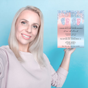 Invitation Genre Reveet Pieds Pastel Rose Bleu Bébé Jumeaux