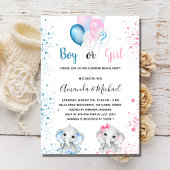Invitation Genre révéler éléphants baby showers bleu rose