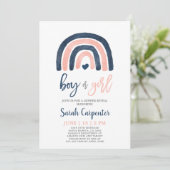 Invitation Genre Révéler la marine arc-en-ciel bleu et rose (Debout devant)