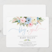 Invitation Genre révéler les couleurs pastel baby shower (Devant / Derrière)