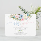 Invitation Genre révéler les couleurs pastel baby shower (Debout devant)