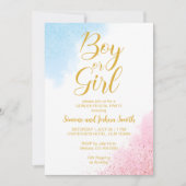 Invitation Genre révéler or et parties scintillant garçon ou  (Devant)