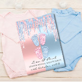 Invitation Genre Révéler Pieds Parties scintillant Rose Bleu 