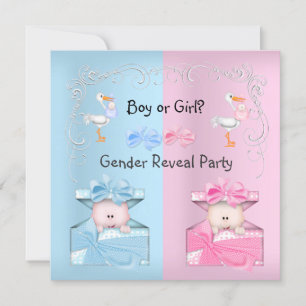 Invitation Genre Revey Party garçon ou fille bleu et rose