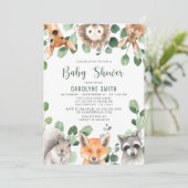 Invitation Genre vert neutre Baby shower de boisés (Debout devant)
