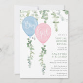 Invitation Genre virtuel révéler Ballon d'eucalyptus moderne (Devant)