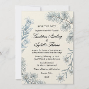 Invitation Gentianes alpines, fleurs d'edelweiss, aiguilles d