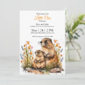 Invitation Gentle Groundhogs in a Spring Meadow (Debout devant)