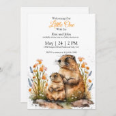 Invitation Gentle Groundhogs in a Spring Meadow (Devant / Derrière)