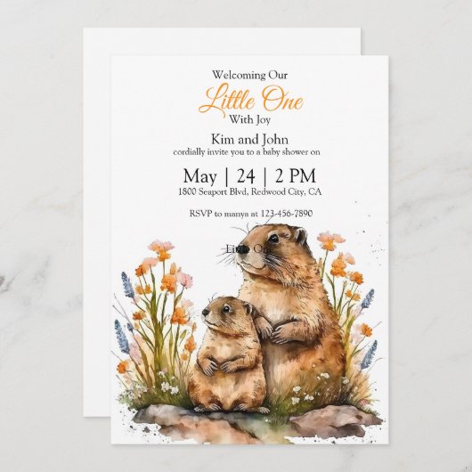 Invitation Gentle Groundhogs in a Spring Meadow (Devant / Derrière)