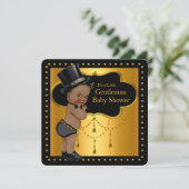 Invitation Gentleman Baby shower Cute Boy Tophat Ethnique (Debout devant)