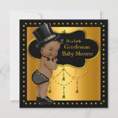 Invitation Gentleman Baby shower Cute Boy Tophat Ethnique (Devant)