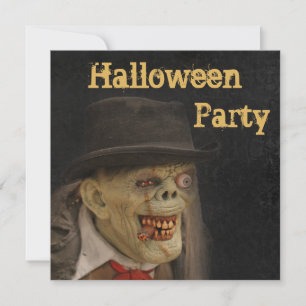 Invitation Gentleman Zombie & cigare Halloween recto-verso