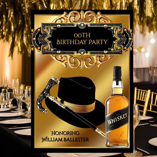 Invitation Gentlemen Casquette Cane Whiskey Gold Black Annive