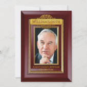 Invitation Gentlemen Elegant Gold Mahogany Photo Birthday (Devant)
