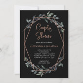 Invitation Geo Black vert | Douche rose Gold Couples (Devant)