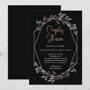 Invitation Geo Black vert   Douche rose Gold Couples