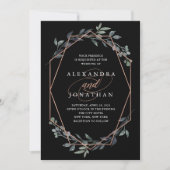 Invitation Geo Black vert | Mariage or Rose (Devant)