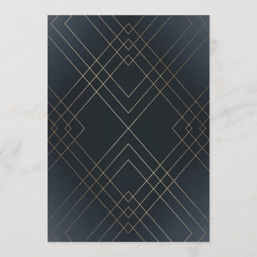 Invitation Geo Dark Navy Gold Gatsby Mariage de calligraphie (Dos)