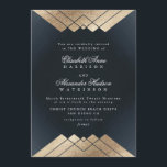Invitation Geo Dark Navy Gold Gatsby Mariage de calligraphie<br><div class="desc">***NON FOIL*** Déco géométrique Grand Faire-part de mariage Gatsby. Design Extraordinaire avec lignes art déco dans le style Great Gatsby. Très tendance,  moderne et pointu. Blanc et faux or. ***il s'agit d'or faux,  feuille ne sera pas imprimé.*** mariages fantaisie et formelle. belle couleur blanche.</div>