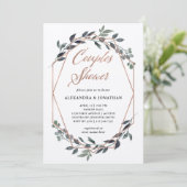 Invitation Geo Kraft verdoyant | Rose Gold Couples Douche (Debout devant)