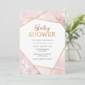 Invitation Geo Pink et Gold Baby shower (Debout devant)