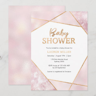 Invitation Geo Pink et Gold Baby shower