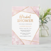 Invitation Geo Pink et Gold Bridal Douche (Debout devant)