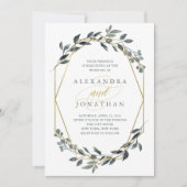 Invitation Geo verdoyant| Mariage d'or (Devant)