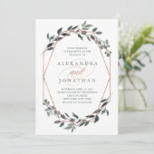 Invitation Geo vert | Mariage or Rose (Debout devant)