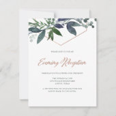 Invitation Geo vert | Réception du soir Gold Rose (Devant)