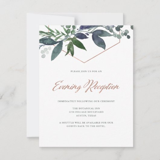 Invitation Geo vert | Réception du soir Gold Rose (Devant)