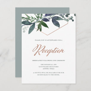 Invitation Geo vert   Réception Rose de mariage d'or