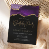 Invitation Géode Agate Doré Violet Toute année Anniversaire