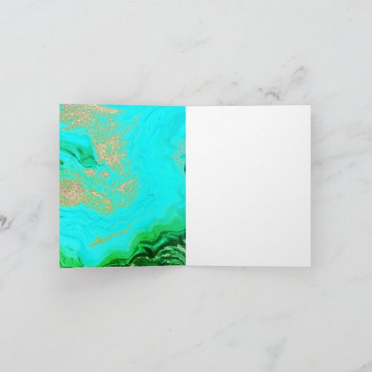 Invitation Géode Agate Turquoise Bleu Vert Parties scintillan (Intérieur)