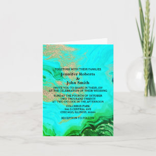 Invitation Géode Agate Turquoise Bleu Vert Parties scintillan