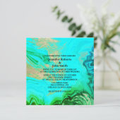 Invitation Géode Agate Turquoise Bleu Vert Parties scintillan (Debout devant)