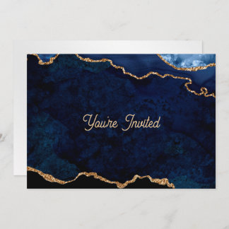 Invitation Geode Blue Gilded Birthday