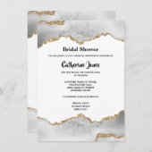Invitation Géode chic or blanc agate aquarelle (Devant / Derrière)