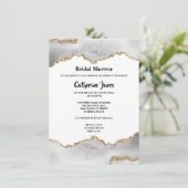 Invitation Géode chic or blanc agate aquarelle (Debout devant)