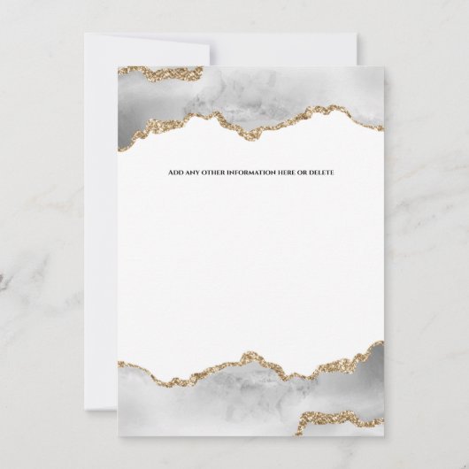 Invitation Géode chic or blanc agate aquarelle (Dos)