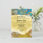 Invitation Géode chic or bleu agate aquarelle mariée (Debout devant)