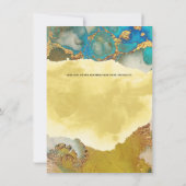 Invitation Géode chic or bleu agate aquarelle mariée (Dos)