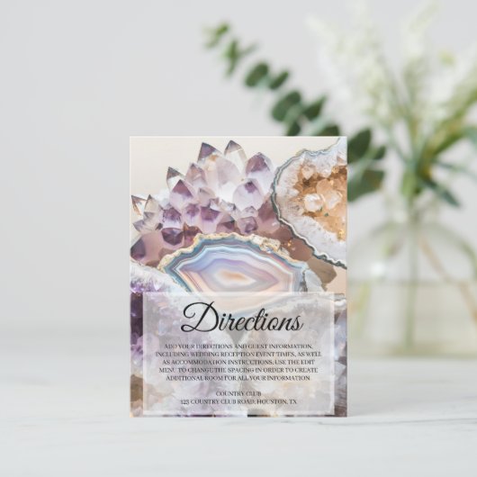 Invitation Geode Crystal Wedding Directions Insert Card (Debout devant)