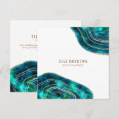 Invitation Géode d'agate Cristaux Cosmiques Paillettes Bleu V (Devant / Derrière)