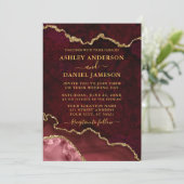 Invitation Géode d'Agate de marbre de Bourgogne Mariage photo (Debout devant)